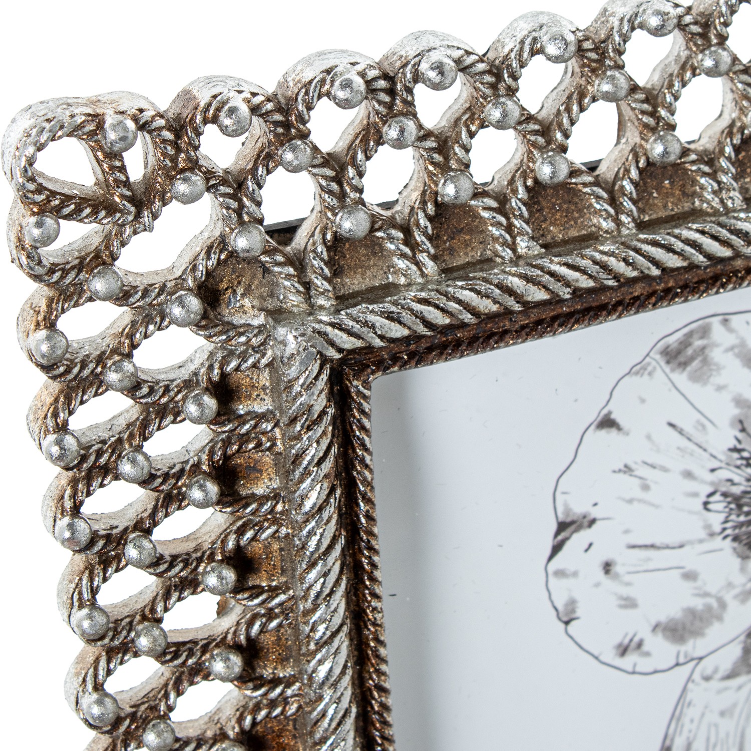 Фоторамка серебристая Ажур