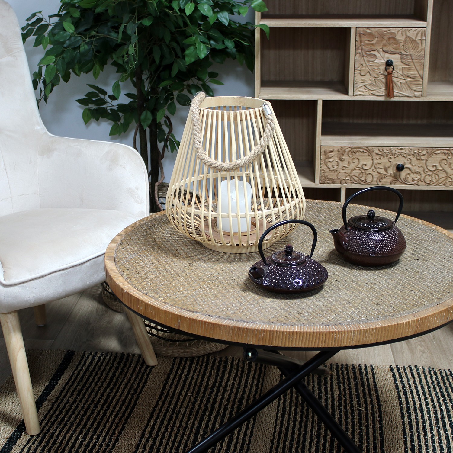 Подсвечник из ротанга Фонарь с ручкой